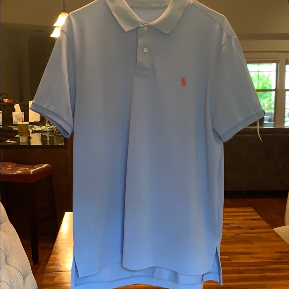 Blue polo collared shirt